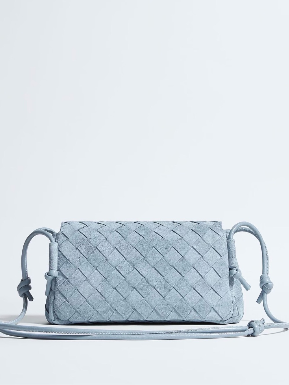 Bottega Veneta Light Blue Woven Leather Crossbody